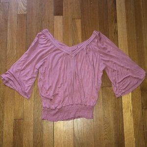 Wide neck pink top